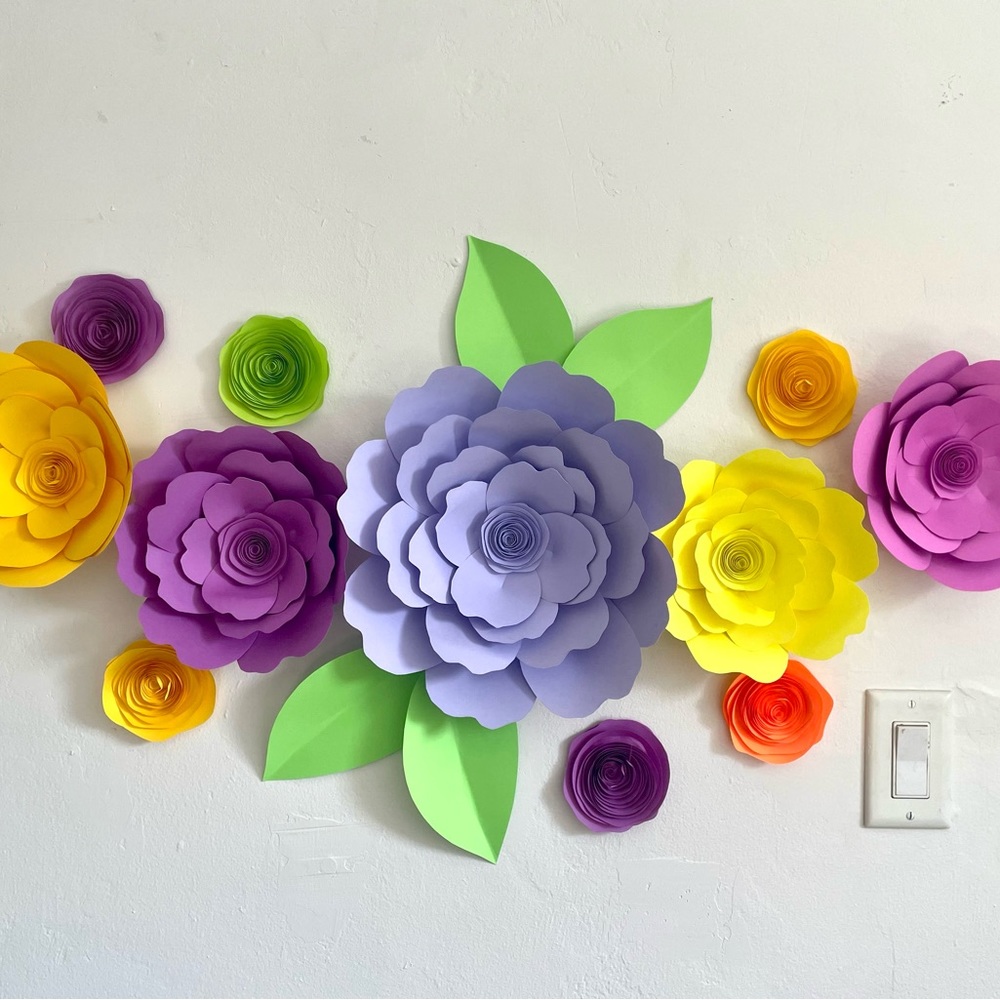 Paper flower wall decor backdrop